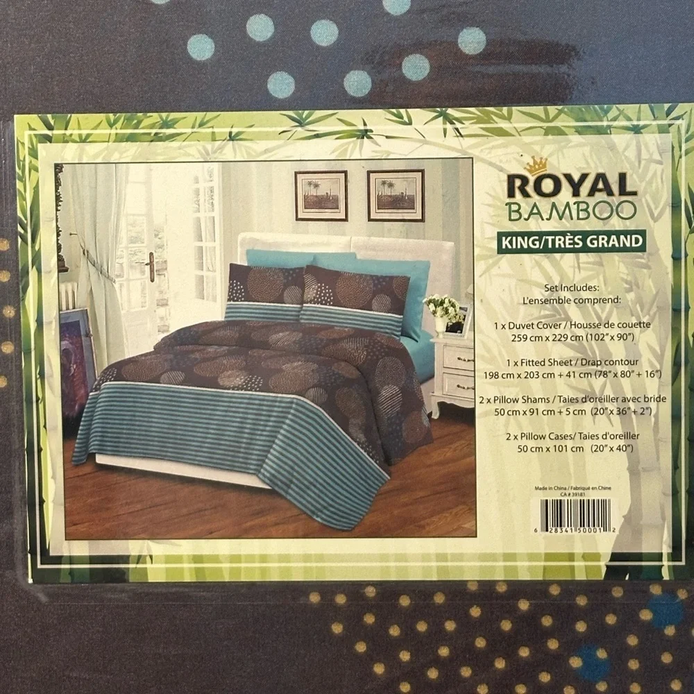 Royal Bamboo Duvet Cover Set 6 pc blue and purple print